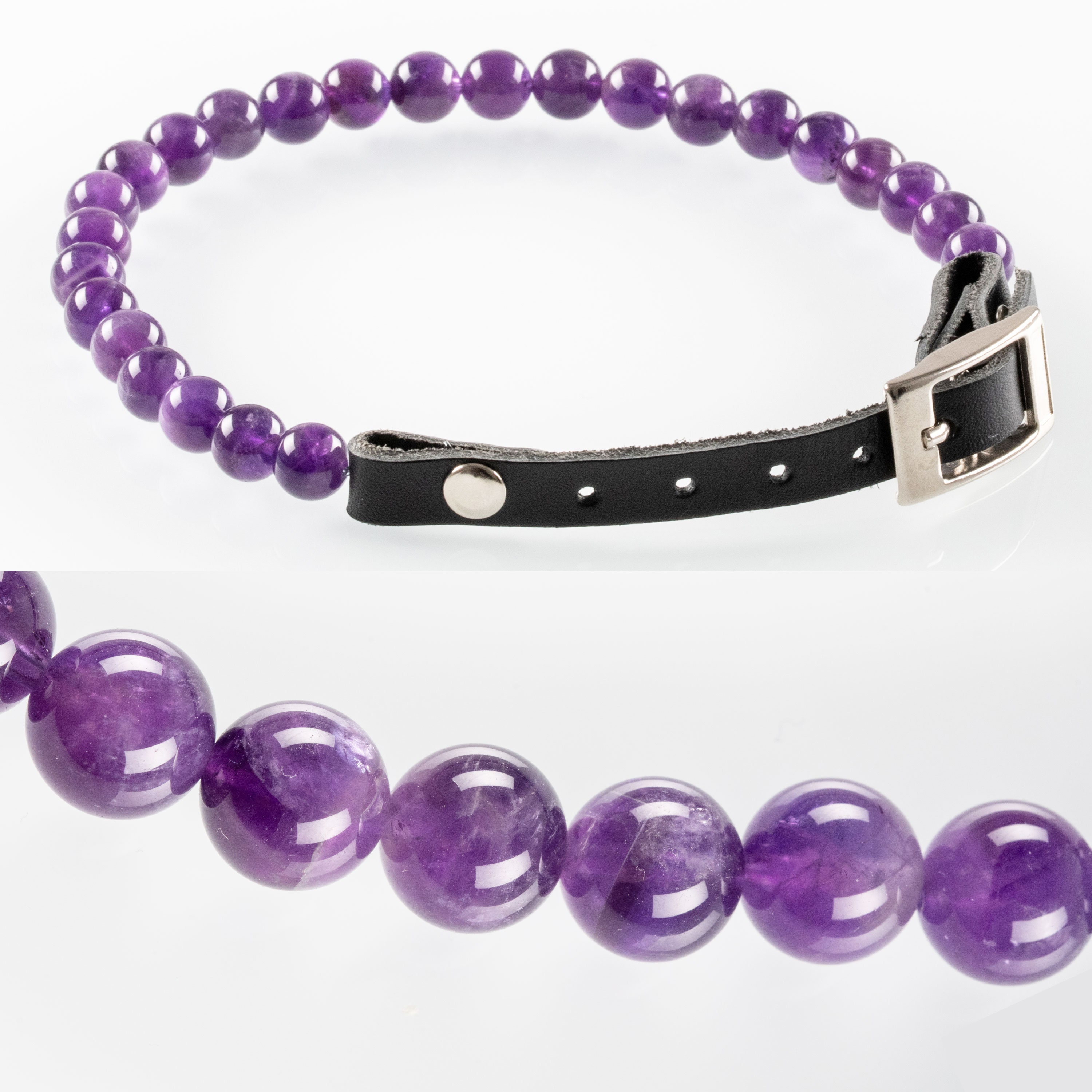 Collier Détente Générale Pour Chien Traumatisé en Améthyste, Bien-Être Chien, Pierre Semi-Précieuse,