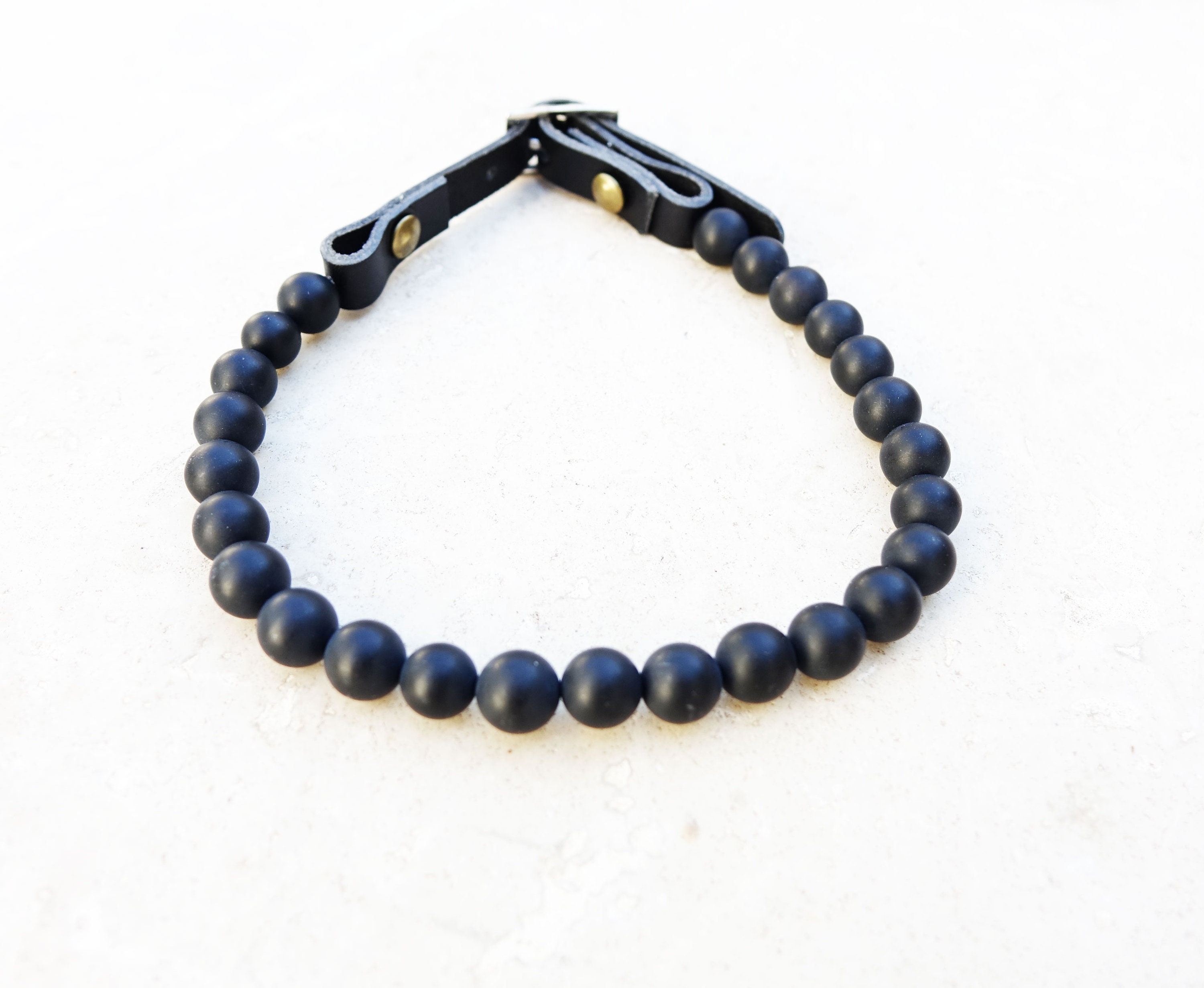 Collier Adaptation Pour Chien Inquiet Onyx Mat Bien-Être Chien, Pierre Semi-Précieuse, Cadeau Chien 