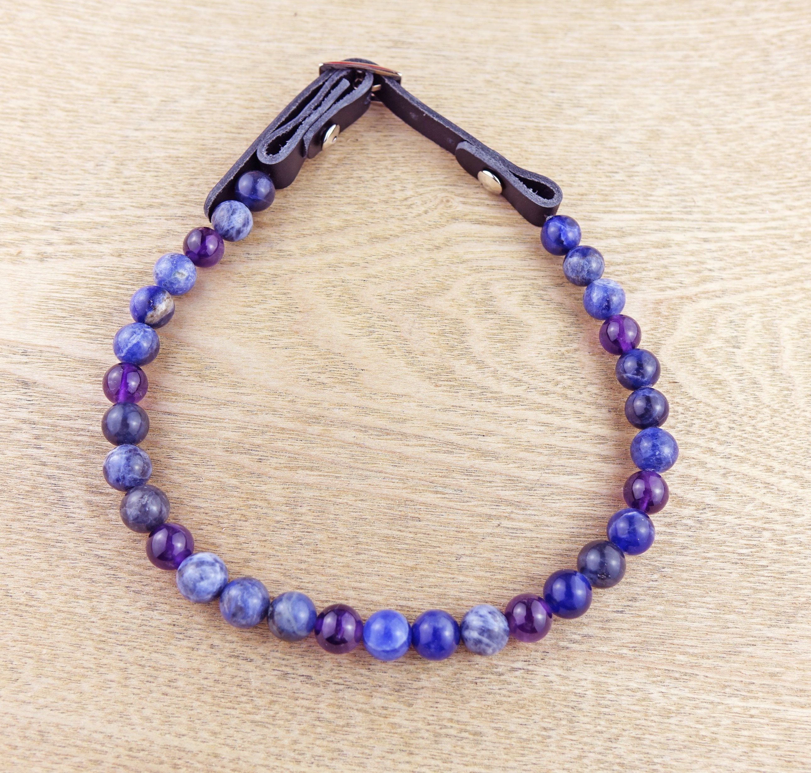 Collier Anti-stress Chien - Sodalite et Améthyste, Bien-Être Chien, Collier Lithothérapie Pierre Sem