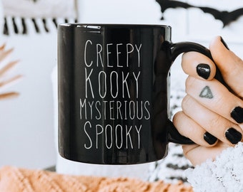 Addams Family Inspired Mug, Spooky Halloween Coffee Mug, Halloween Gift, Halloween Gift Basket Idea, Spooky Coffee Mug, Cute Coffee Mug Gift