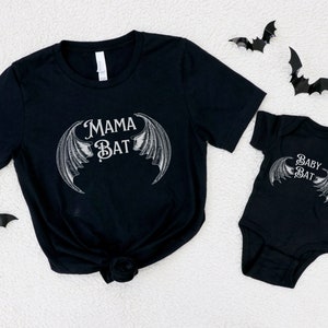 Mama Bat Baby Bat Matching Outfits, Mommy and Me Halloween Outfit, Baby Bat Costume, Goth Mom Gift, Spooky Baby Shower Gift Halloween Outfit