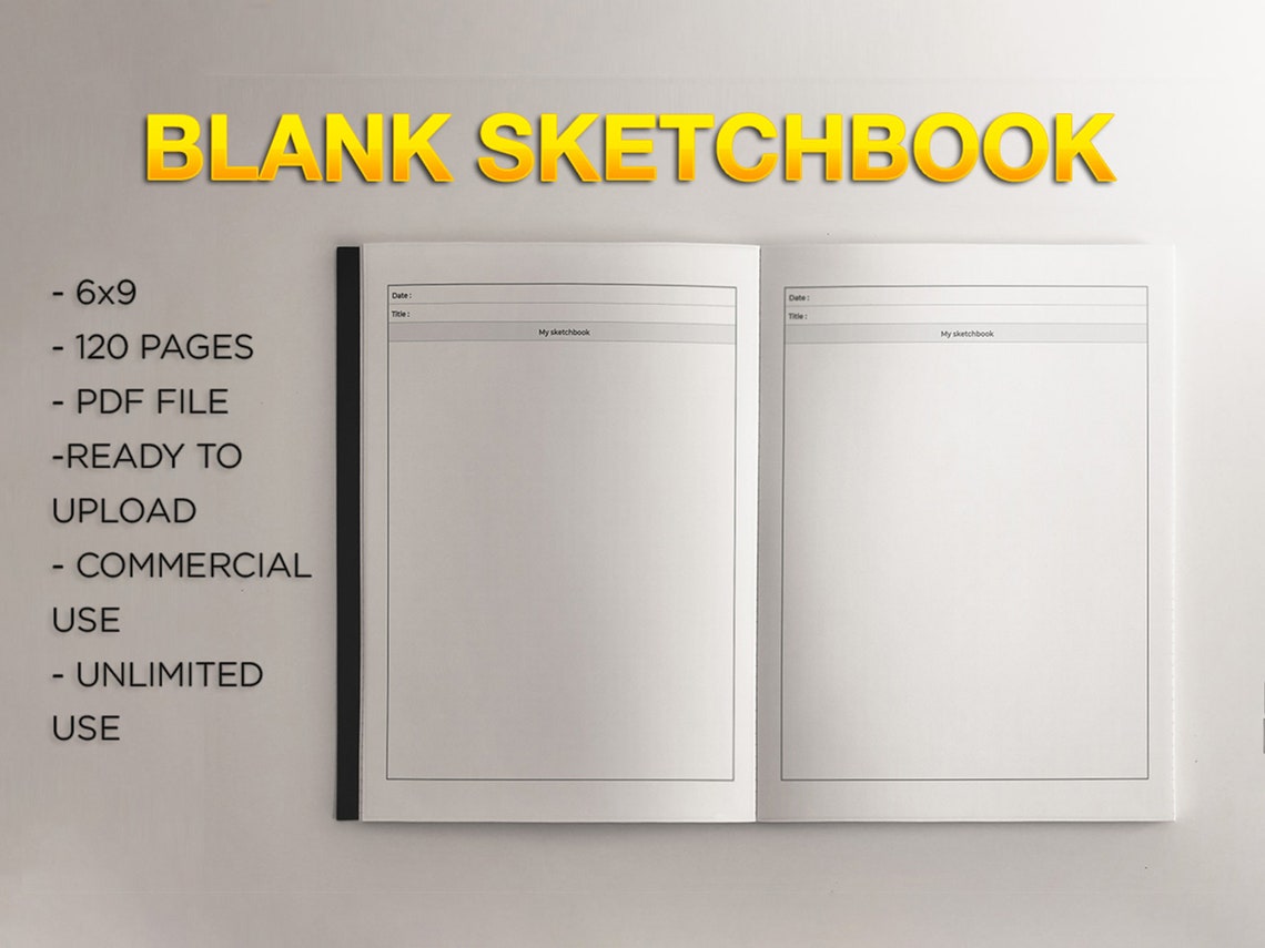 KDP & POD Interior Blank Sketchbook KDP Template 6x9 Etsy