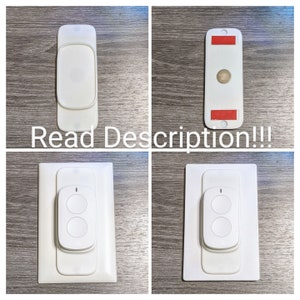 May include: White smart home remote control devices. The image shows several views of the remote, including the back with adhesive strips and the front with two buttons. The text "Read Description!!!" is overlaid on the image.