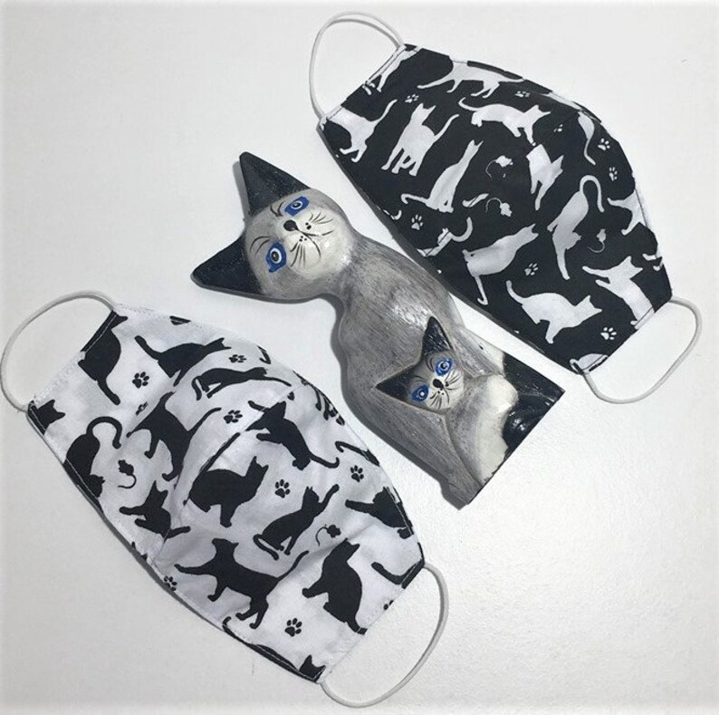 Cat Mask Double Layered Black White Cat Masks UK Masks Fast Etsy