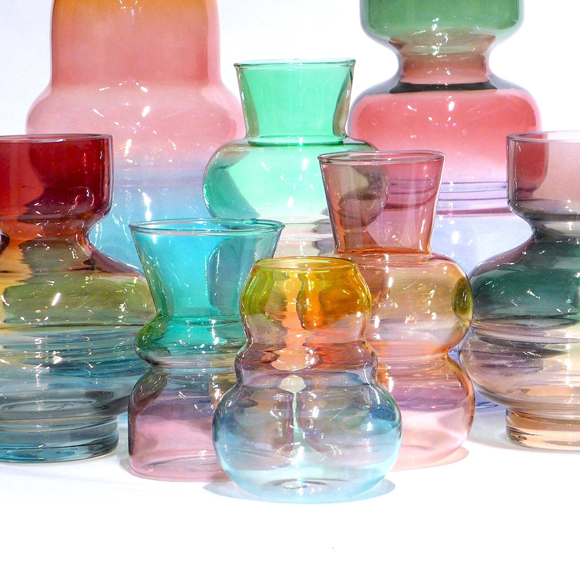 Vases en Verre Aux Couleurs Arc-En-Ciel