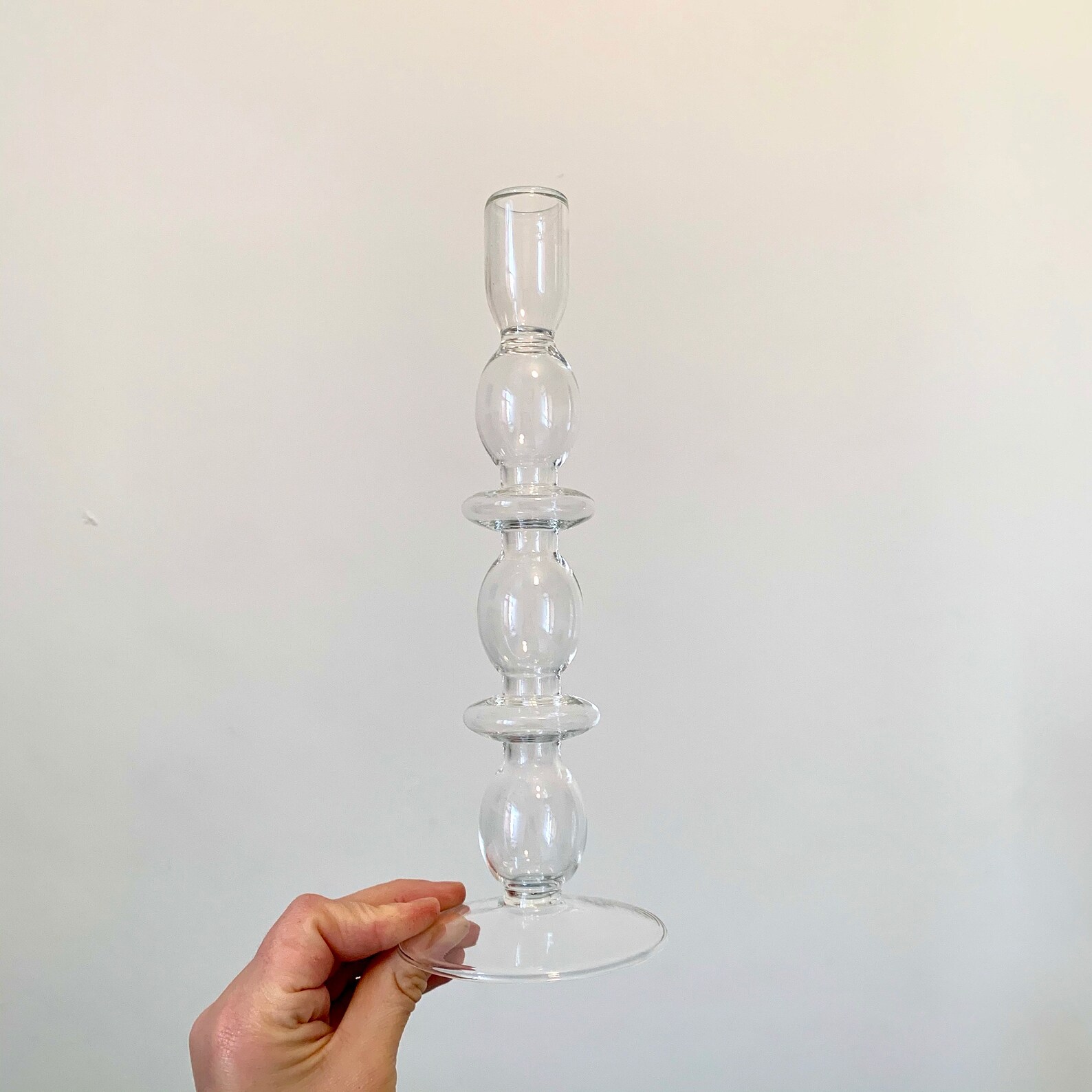 Candle holder Clear handblown tiered glass Etsy