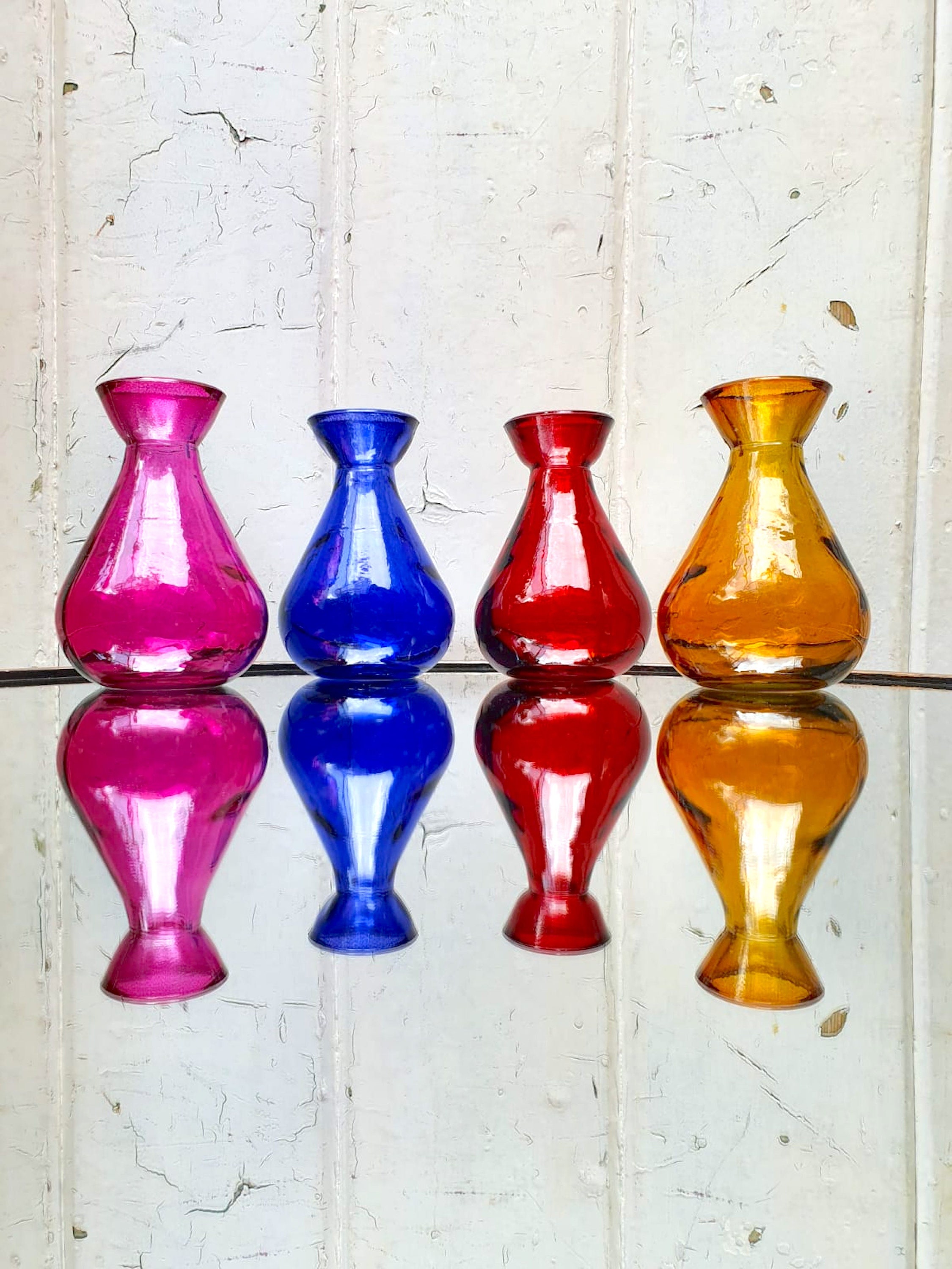 Recycled glass bud vases in vibrant coloured glass Etsy