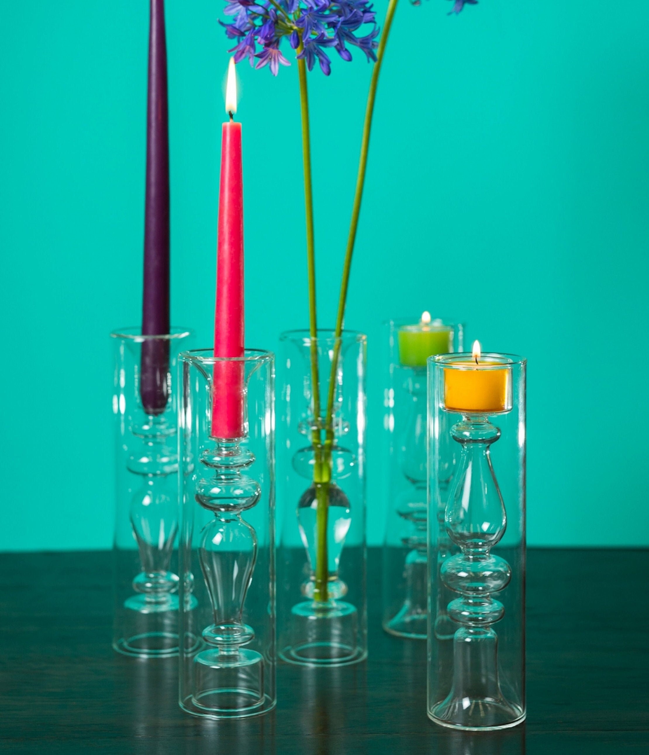 Clear Glass Candle Holder / Vase 3 Way Use Etsy