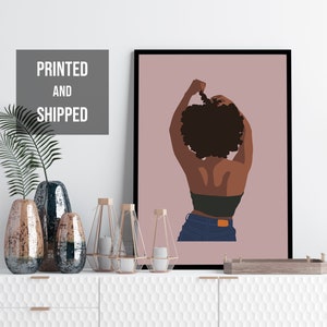 African afro woman pop art print, African American art, black woman wall art, feminist print, strong woman art print, black girl magic art