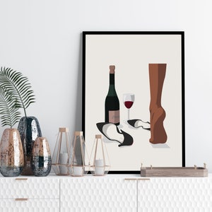 Wine woman art, Minimal wine art, Minimalist wine lover art, wine girl art, wine female art, black woman art, Modern wine art,Black girl art