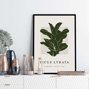 Henri Matisse Inspired Fiddle Leaf Fig Wall Art Print, Mid Century House Plant Wall Art Print, Minimal Botanical Wall Art Print