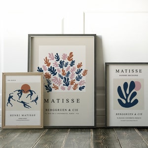 Set of 3 Henri Matisse Prints Gallery Wall art set, Neutral Minimalist wall art, Boho gallery wall prints, Vintage wall decor