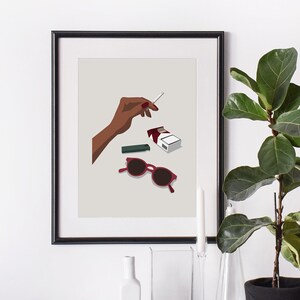 Black woman fashion wall art, fashion poster, eclectic wall decor, feminist art, mid century modern, minimalist woman print, black girl art