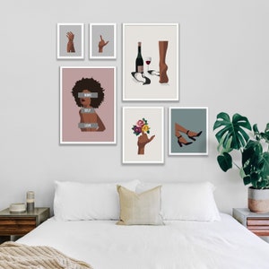 More self love print, the future is female pink art print, feminist wall art, black woman print, black girl wall art, girl power art poster image 7