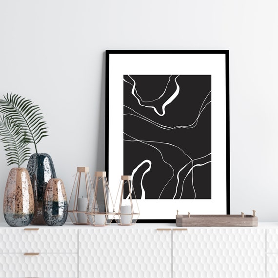 Black and White Abstract Art Minimalist Wall Art Printable Art | Etsy
