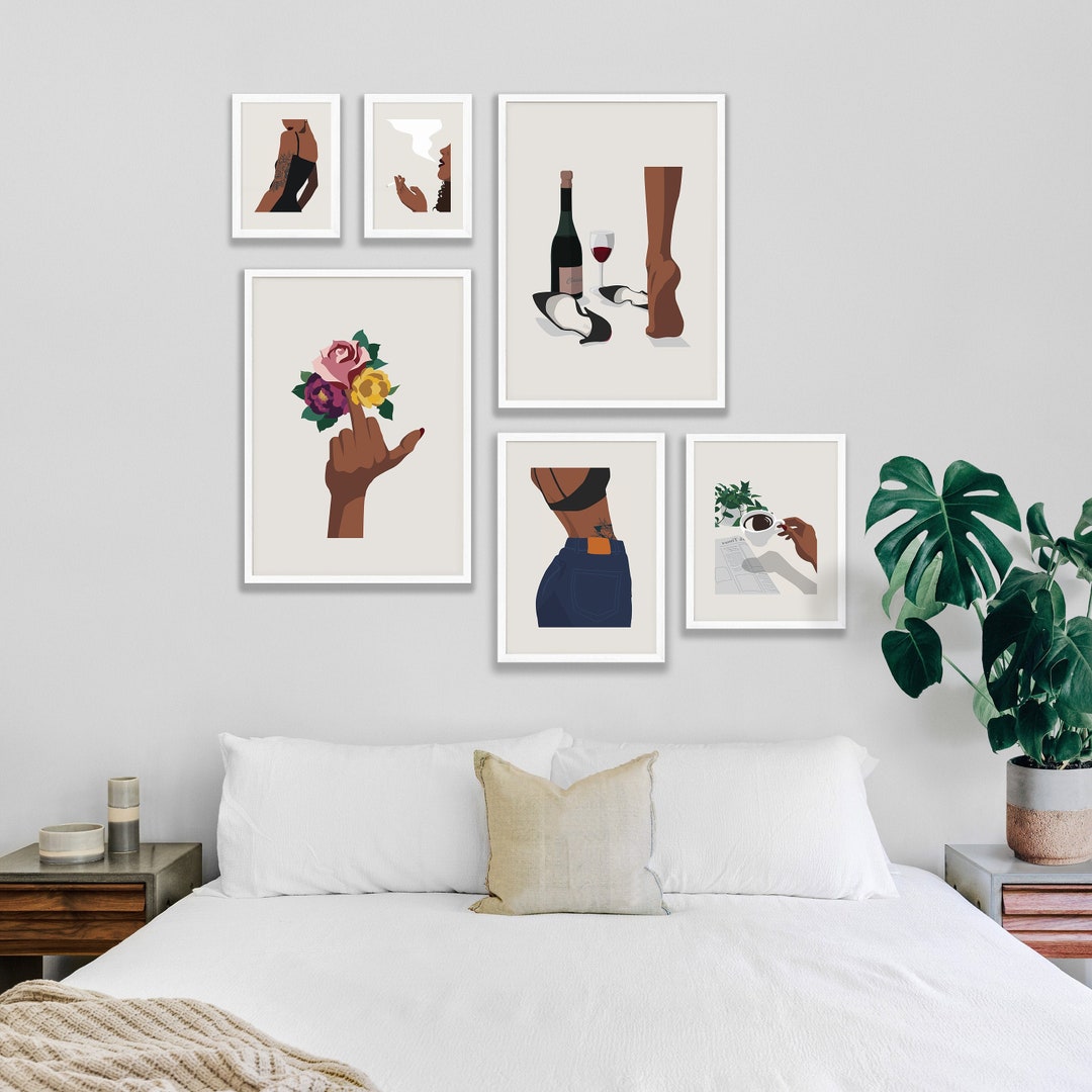 Set of 6 Prints, Gallery Wall Prints Set, Woman Printable Wall Art ...