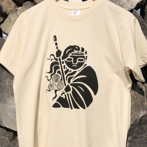 Femme guerrière | Les Celtes, T-shirt 100% coton imprimé à la main | Îles d'Aran | Voie Sauvage de l'Atlantique