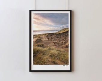 Peaceful colour photo of Sand Dunes and Grasses at Sker beach, Kenfig Near Porthcawl