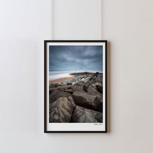 Long Exposure Print of stormy beach, Dinas Dinlle, North Wales