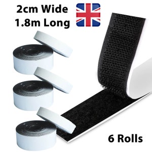 2cm x 1.8m Black Hook & Loop Tape, Self Adhesive , Double Sided, Sticky, Strip zdjęcie 6