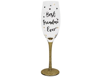 Best Grandma Ever Prosecco Glass Gift REAL GLASS ft Glitter Full Size Birthday