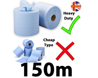 Blue Rolls CentreFeed 2Ply Hand Towels Wipe 150m Roll BULK HEAVY DUTY! 1 to 6 Pk