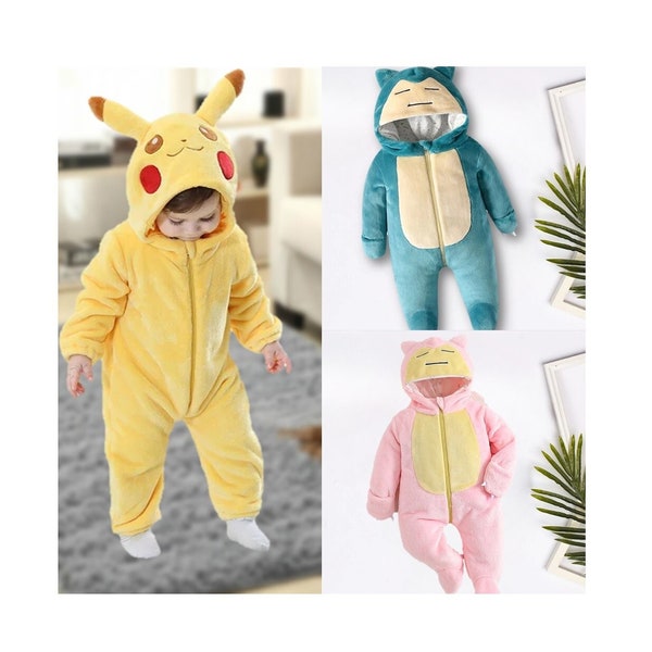 Newborn anime baby romper, baby pokemo costume. Cosplay jumpsuit, baby shower gift. Warm anime character costume, winter suit jumpsuit