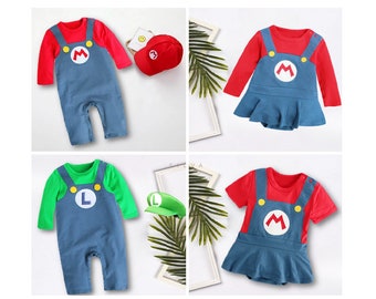 Newborn super mari baby rompers baby Mario Cosplay Costume mario dress for girl baby clothes baby shower gift. mario costume
