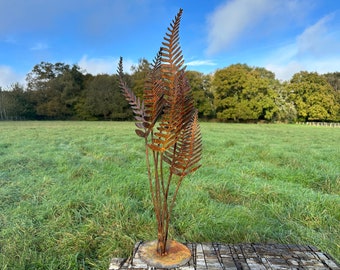 Rustic Rusty Metal Fern Leaf Sculpture Art Flower Garden Landscape Garden Art Yard Art Sculpture Gift