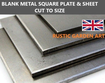 May include: Three square metal plates stacked on top of each other. The plates are silver in color and have a smooth, polished finish. The plates are cut to size and are available in various sizes. BLANK METAL SQUARE PLATE & SHEET CUT TO SIZE RUSTIC GARDEN ART