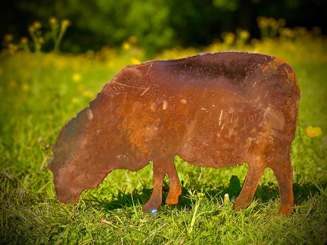 Medium Exterior Rustic Rusty Metal Sheep Lamb Farm Animal Garden Stake ...