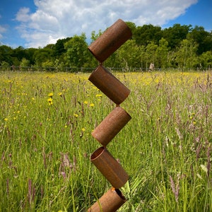 Rustic Exterior Abstract Metal Tube Funky Modern Simplistic Metal  Yard Art Garden Fence Topper Gate Shed Sculpture  Gift