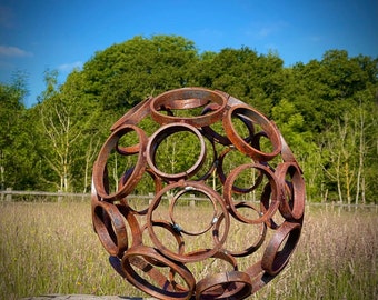 Décor de jardin rouillé | Piquet de boule d'art de jardin rustique |  Ornement de jardin en métal | Cadeaux de jardin