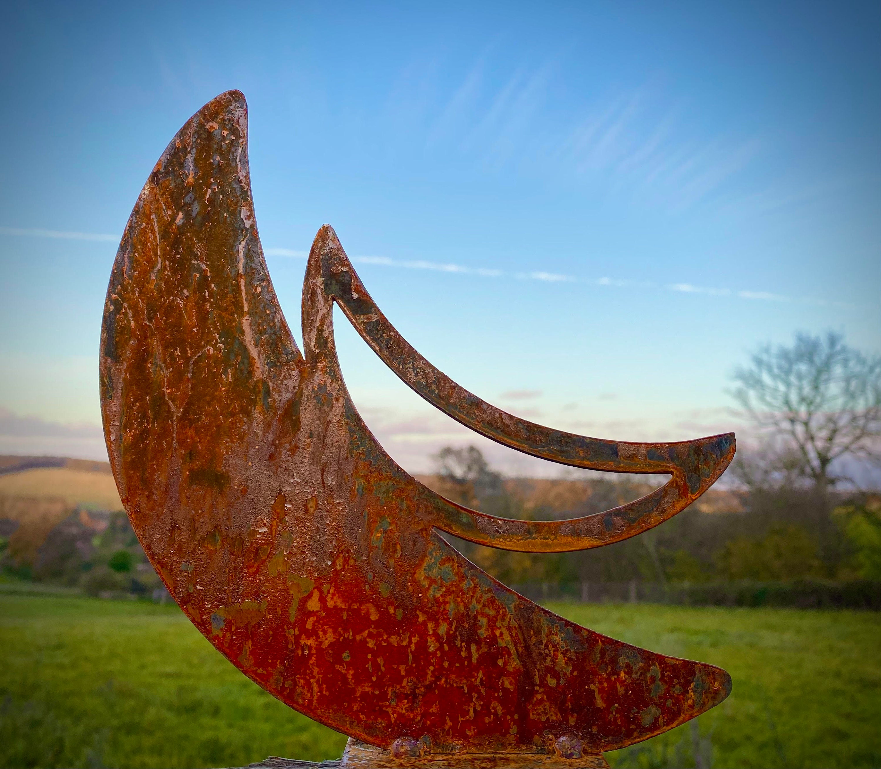 Exterior Rustic Moon Night Time Modern Art Rusty Metal Garden Etsy Australia