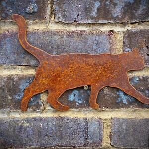 Exterior Rustic Rusty Metal Cat Walking Feline Garden Art Gate Post ...