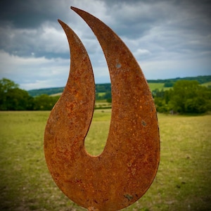 Small Rustic Metal Garden Fire Flame Abstract Sculpture - Yard Art /  Art / Garden Stake  Gift   Present