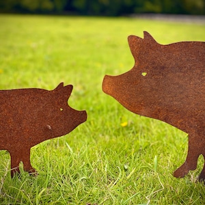 Medium Exterior Rustic Rusty Metal Pig Farm Animal Yard Art Sculpture Gift