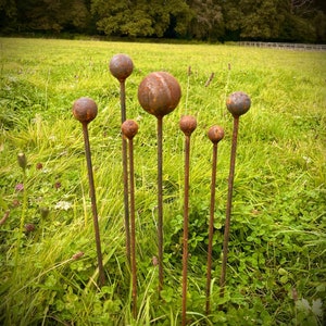 Exterior Rustic Rusty Metal Garden Ball Stake Plant Support Garden Art Garden Stake Yard Art Sculpture Spring Gift   Present