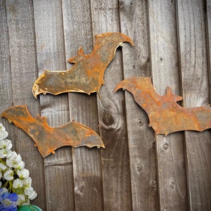 Exterior Rusty Rustic Metal Flying Bat Bats Garden Art Wall Art Fence ...