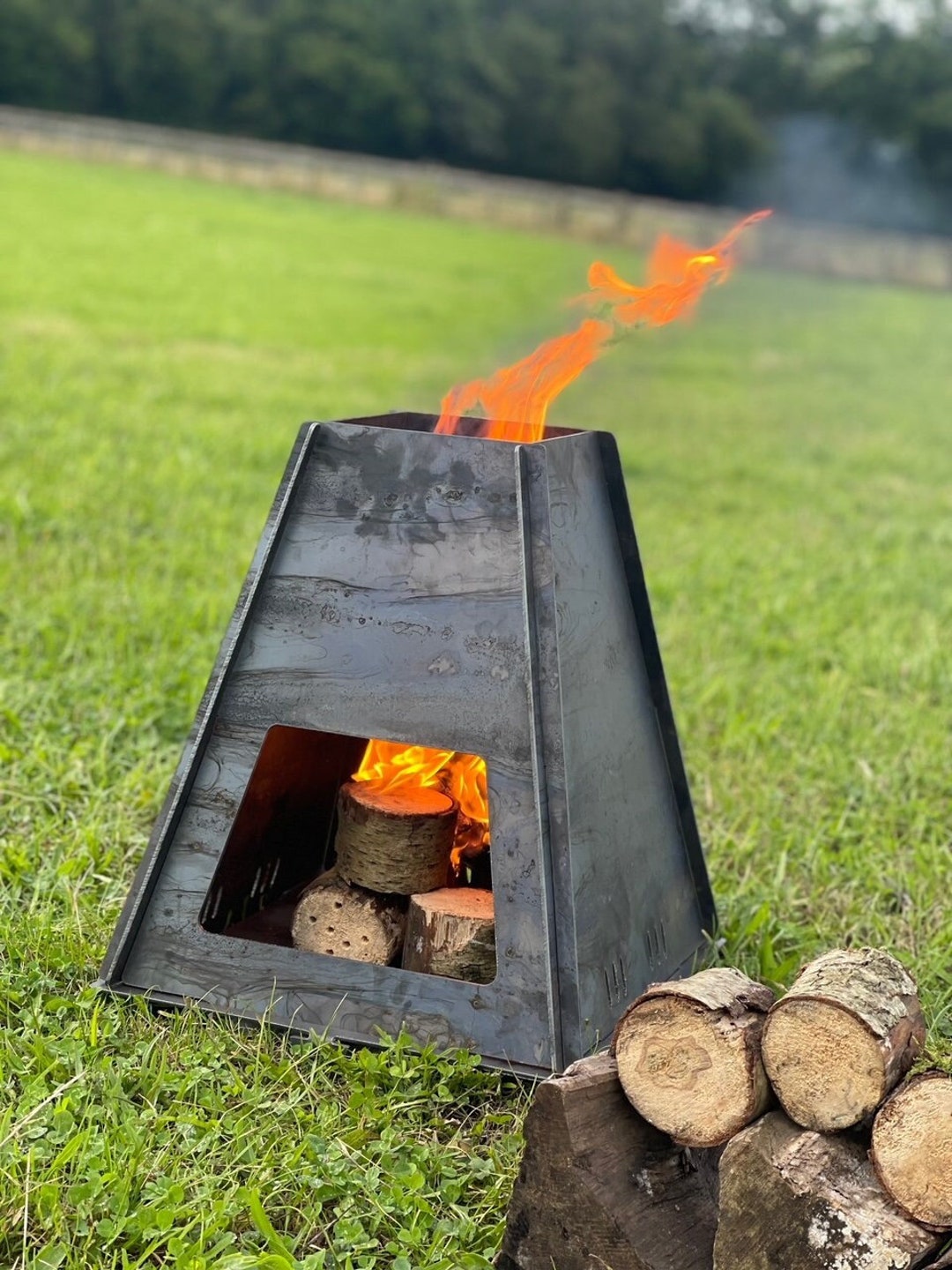 Metal Fire Pit Chiminea Log Camping Travelling Fire Flat Pack BBQ Garden Yard Art Gift Present Etsy