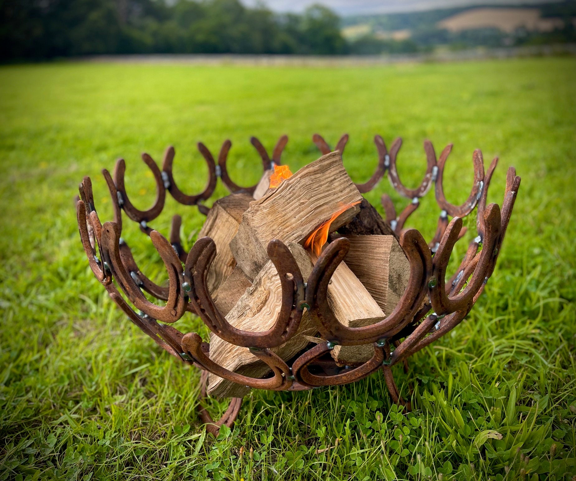 Rusty Horseshoe Fire Pit Horse Shoe Rustic Fire BBQ Camping Etsy