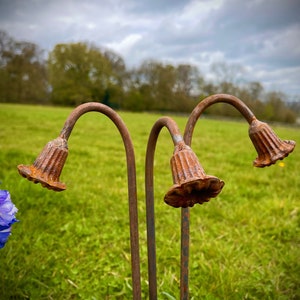 Exterieur Rustiek Rusty Metal Bluebell Flower Garden Art Garden Stake Yard Art Sculpture Lente Cadeau Aanwezig