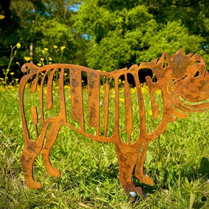 Small Rustic Metal Exterior Rusty Bulldog Dog Sculpture Gift Present