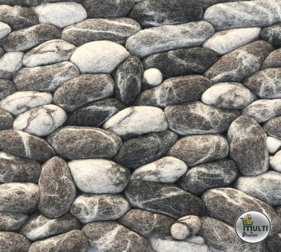 Wool Felt Pebble Rug living room rugRoom Felt Etsy