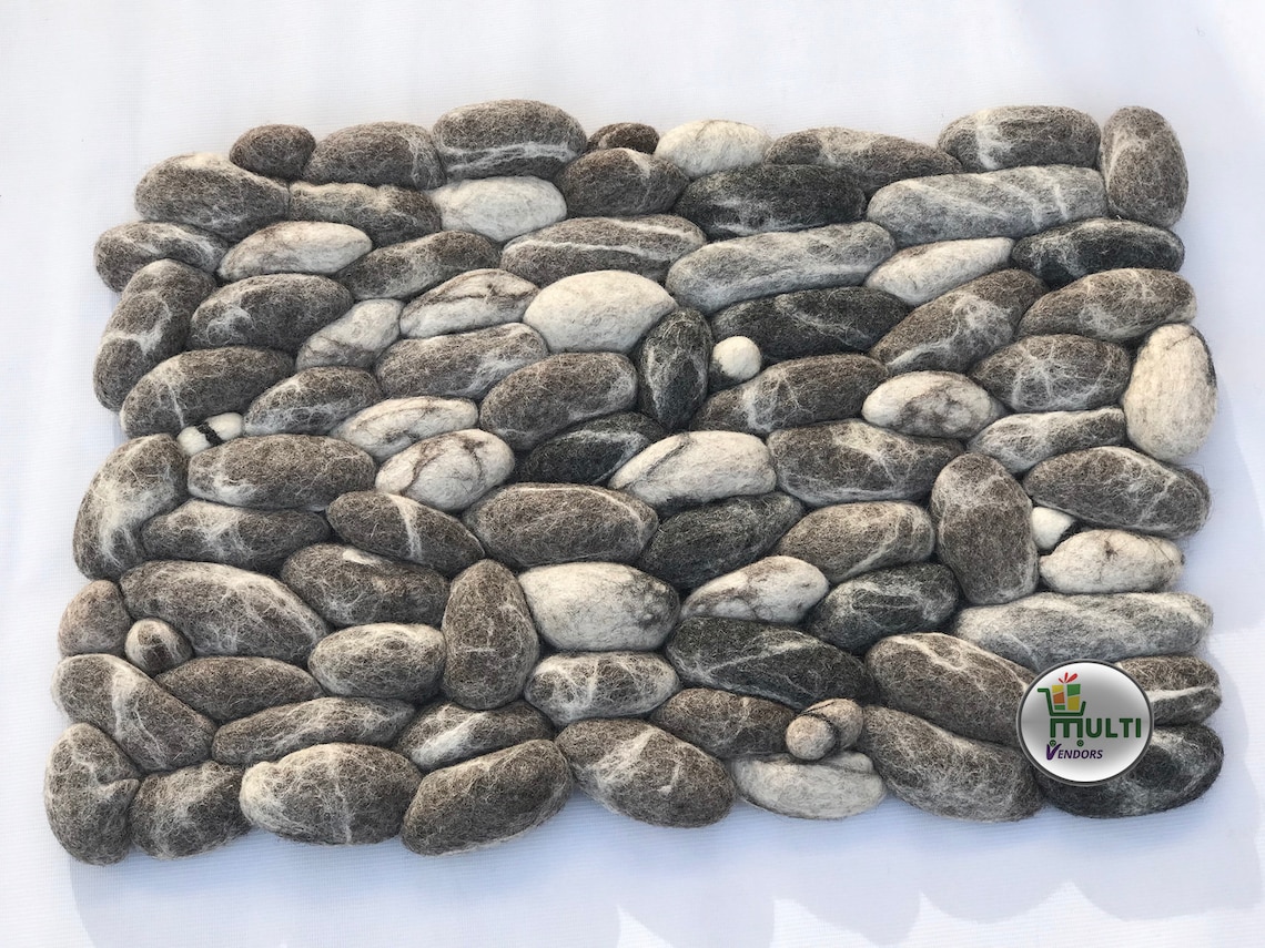 Wool Felt Pebble Rug living room rugRoom Felt Etsy