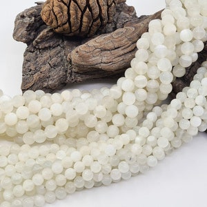 Round Moonstone beads, genuine semi-precious natural stone, in 6 and 8 mm for manufacturing, jewelry creation, creative leisure