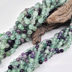 Round multi-colored Fluorite bead for jewelry making, creative leisure, genuine natural stone, semi-precious bead in 6 and 8 mm