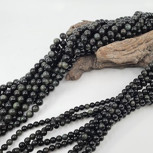 Okrągły koralik Celestial Eye Obsidian, jakość AAAA, tworzenie biżuterii, kreatywny wypoczynek, prawdziwy półszlachetny kamień naturalny 6, 8 mm