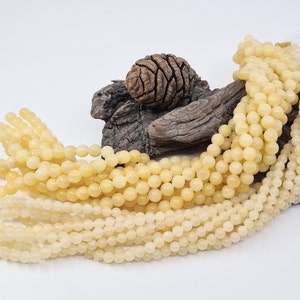 Round bead in Yellow Calcite, genuine natural stone, smooth round, semi-precious, 6 and 8 mm for manufacturing, jewelry creation, hobbies