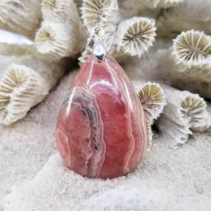 Rhodochrosite pendant, semi-precious natural stone, lithotherapy, anti-stress, necklace (woman/man), minerals, jewelry, 65 carats